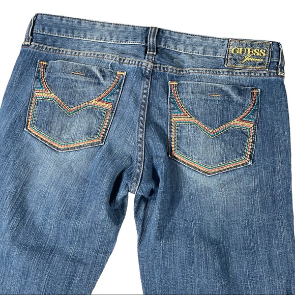 Guess Jeans size 30 flare leg, rainbow designs on back pockets, great condition - Picture 6 of 11